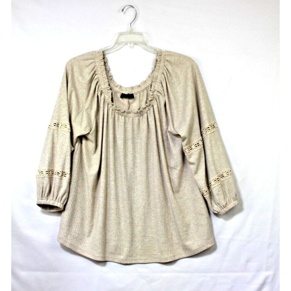 Lane Bryant Women's Peasant Bohemian Blouse - Beige Size 18/20